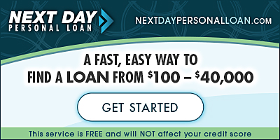 A fast, easy way to find a personal loan from $100-$40,000 is with Next Day Personal Loan. Get started. A fast, easy way to find a personal loan from $100-$40,000 is with Next Day Personal Loan. Get started.